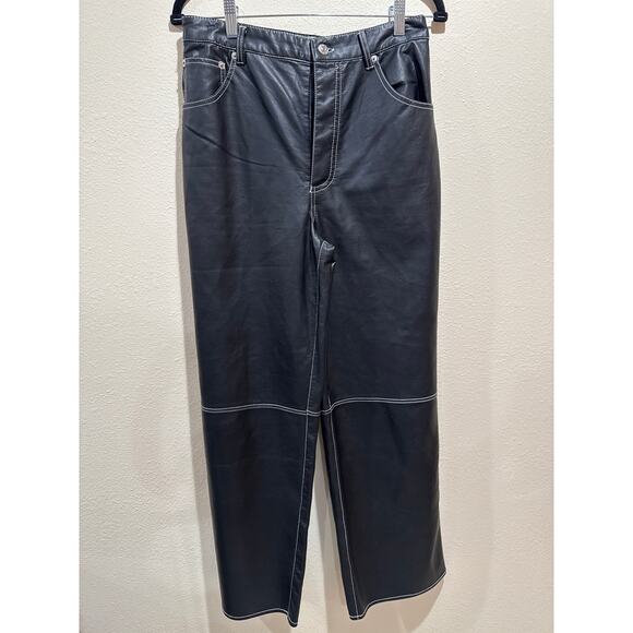 Free People We The Free Mystic Black The It Factor Vegan Faux Leather Pants 8 - Picture 1 of 6